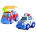 Set of vehicles Police Fire Engine Auto Transport Trailer Unscrewing