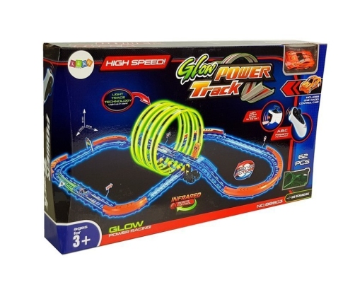 Racing Track Glowing in the Dark with Loops and Remote-Controlled Car