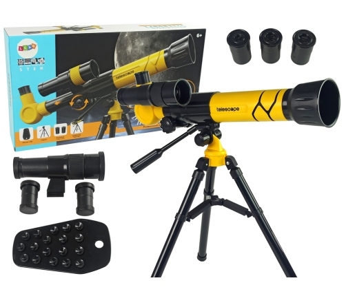 Scientific Educational Telescope With Yellow A  Phone Holder