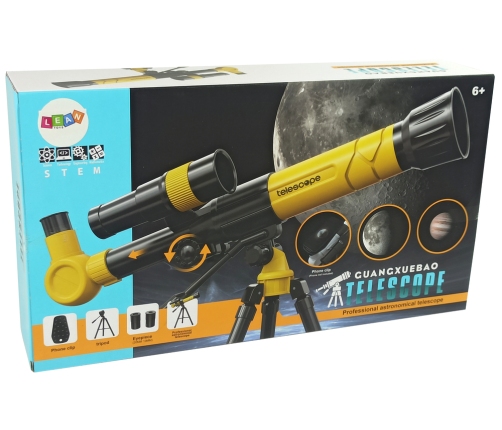 Scientific Educational Telescope With Yellow A  Phone Holder