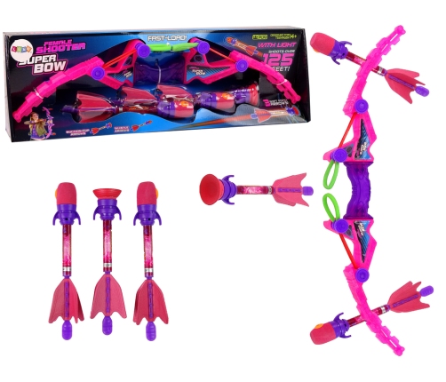 Shooting Bow Arcade Game For Kids Pink Glowing Arrows Whistle