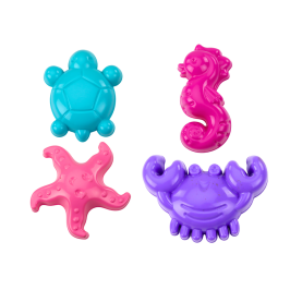 Sea Sand Molds 4 Pieces Crab Turtle Starfish Pink Horse