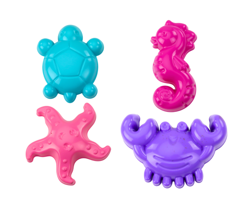 Sea Sand Molds 4 Pieces Crab Turtle Starfish Pink Horse