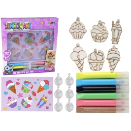 Creative Set Stained Glass Window Fusing Paint Ice Cream Sweets 3D