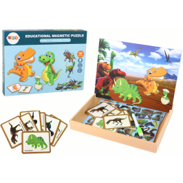 A set of educational magnetic puzzles with dinosaurs