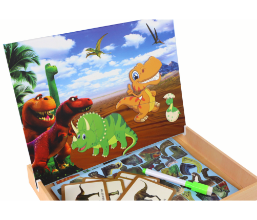 A set of educational magnetic puzzles with dinosaurs