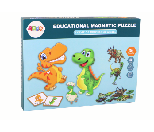 A set of educational magnetic puzzles with dinosaurs