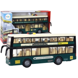 Double Decker Bus Lights Sounds Friction Drive Dark Green 1:16