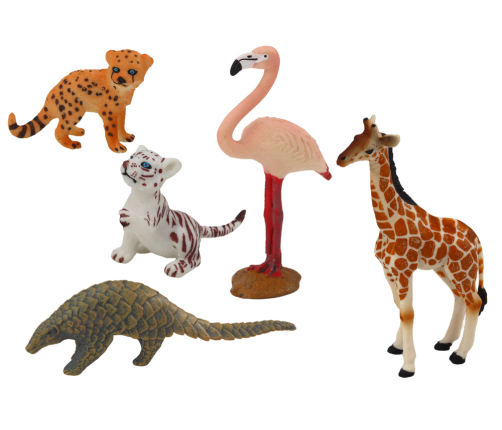 Set of Animals Figurines Giraffe Flamingo Elephant Tiger