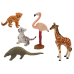 Set of Animals Figurines Giraffe Flamingo Elephant Tiger