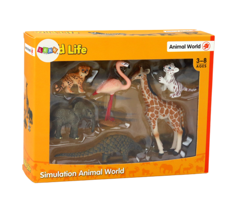 Set of Animals Figurines Giraffe Flamingo Elephant Tiger