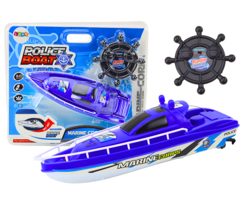 Remote Controlled Police Boat RC Blue Remote Control 27MHz