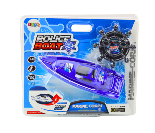 Remote Controlled Police Boat RC Blue Remote Control 27MHz