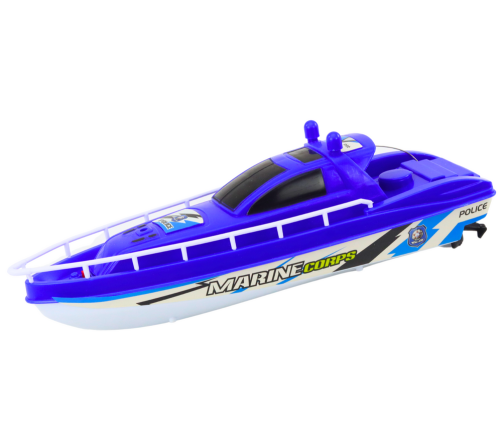 Remote Controlled Police Boat RC Blue Remote Control 27MHz