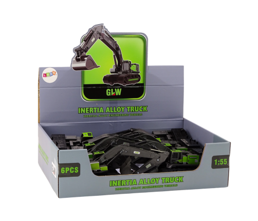 Crawler Excavator Metal Bucket 1:55 Black and Green