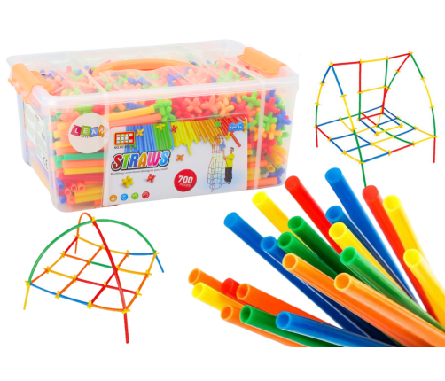 Set of Straws for 3D Construction in a Box Colorful 800 pcs