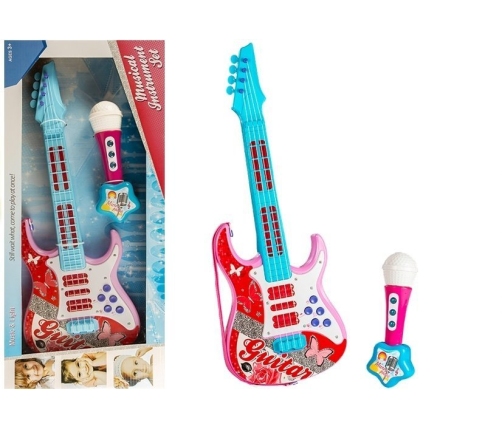 Electric Guitar With Microphone Strings Toy Pink