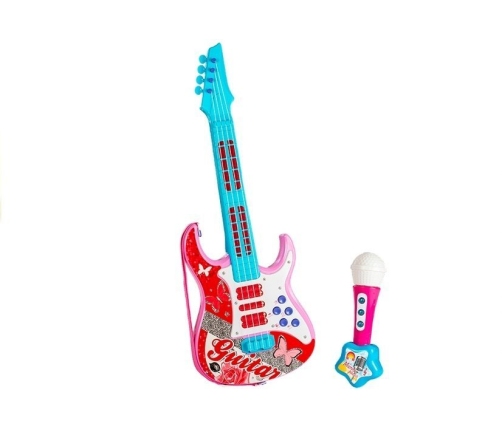 Electric Guitar With Microphone Strings Toy Pink