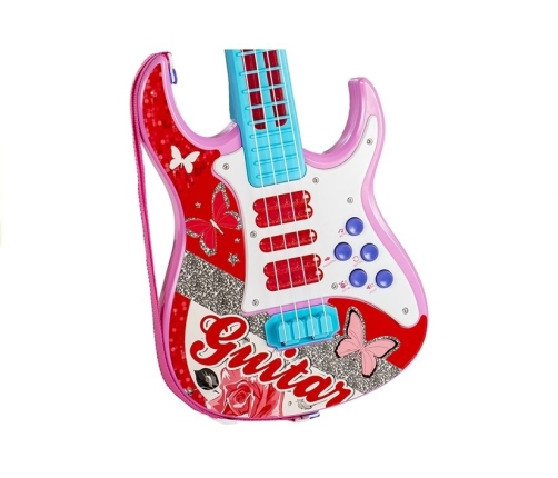 Electric Guitar With Microphone Strings Toy Pink