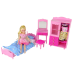 Doll + Furniture Set Bed Wardrobe Dressing table