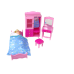 Doll + Furniture Set Bed Wardrobe Dressing table