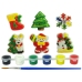 Set Plaster Casts For Painting Paints Christmas Tree Snowman