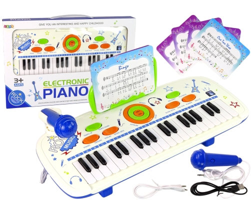 Electric Piano Keyboard for Kids Blue USB MP3 notes