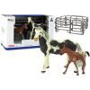 Set of 2 figurines Horse with foal and pen