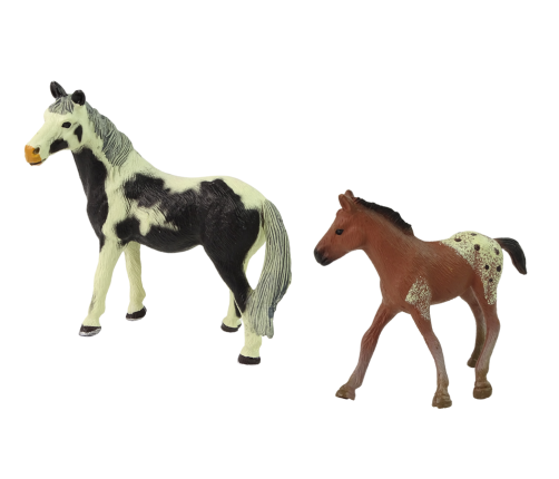 Set of 2 figurines Horse with foal and pen