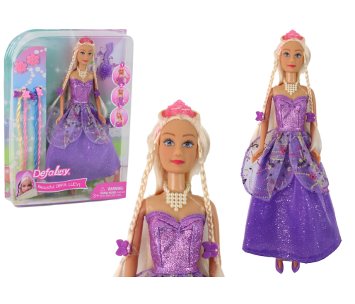 Princess Doll Purple Dress Set of Braids Extensions