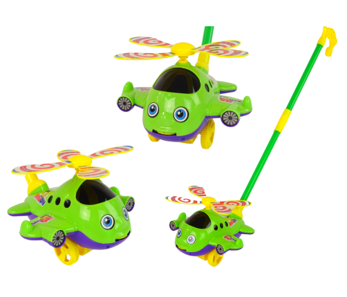 Happy Plane Pusher Stick Bell Green