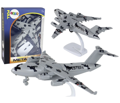 Military Gray Camo UNITED Airplane Figurine HW-605