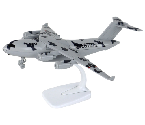 Military Gray Camo UNITED Airplane Figurine HW-605