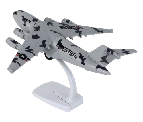 Military Gray Camo UNITED Airplane Figurine HW-605