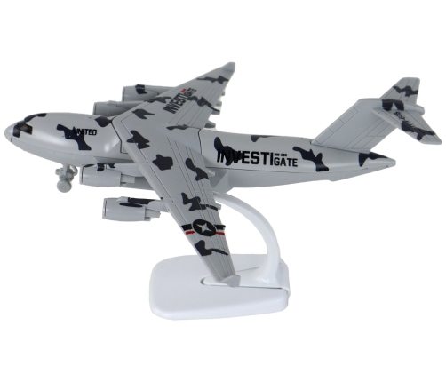 Military Gray Camo UNITED Airplane Figurine HW-605