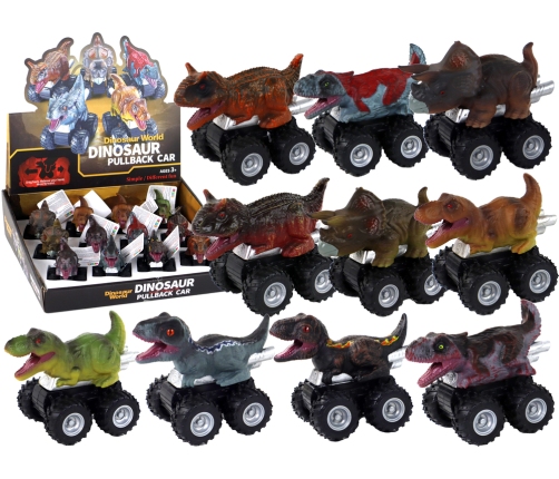 Dinosaur car with friction drive. Various species and colors