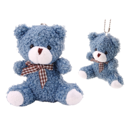 Teddy Bear Blue Plush Small Cuddly Toy Mascot Keychain 10cm
