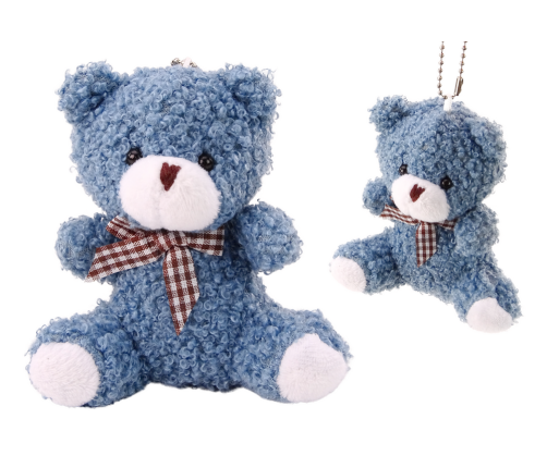 Teddy Bear Blue Plush Small Cuddly Toy Mascot Keychain 10cm