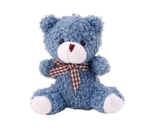 Teddy Bear Blue Plush Small Cuddly Toy Mascot Keychain 10cm