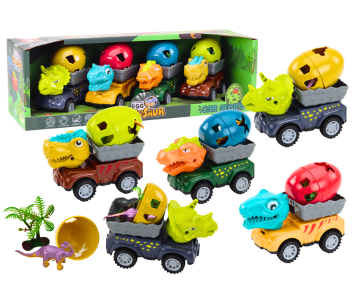 Car Dinosaur With Egg Car With Trailer Figures Set 4 pcs.