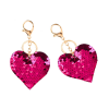 Heart Keychain Sequins Double-Sided Silver Dark Pink