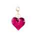 Heart Keychain Sequins Double-Sided Silver Dark Pink