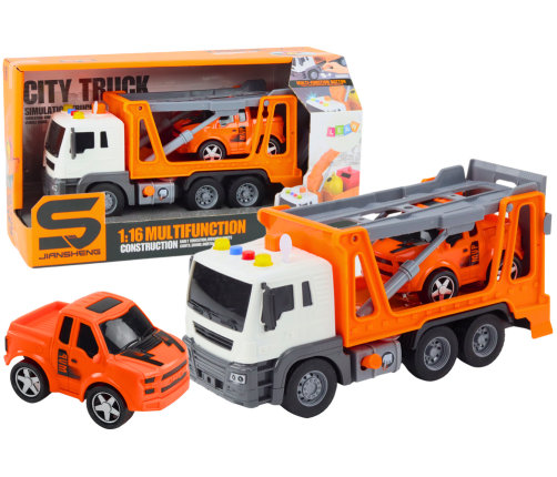 Multifunctional Tow Truck Truck with Lights and Sounds 1:16 Orange Car