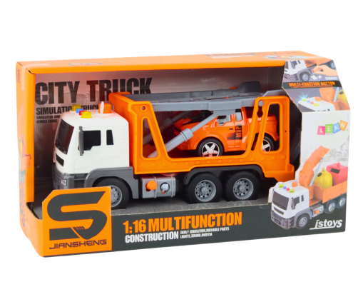 Multifunctional Tow Truck Truck with Lights and Sounds 1:16 Orange Car