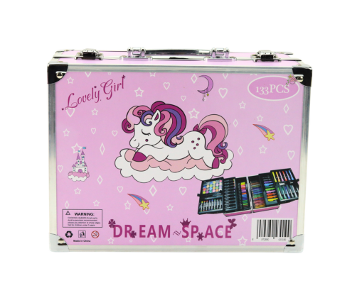 Art Set in Folding Suitcase with Unicorn 133 El