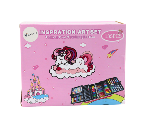 Art Set in Folding Suitcase with Unicorn 133 El