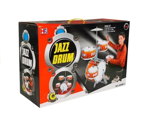 Kids Childrens Jazz Drum Set 5 Drums Stool Instrument Music Toy