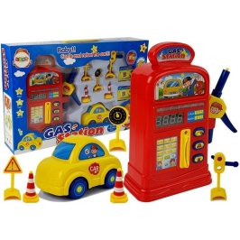 Set Gas Station Toy Car Road Signs Light Sound