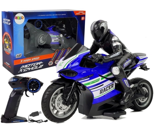 Sports Motorcycle 2.4G Remote Controlled Racer Range 35m Blue