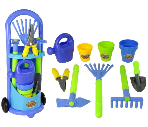 Garden Set in trolley Sandbox Tools Watering can Rake Pot